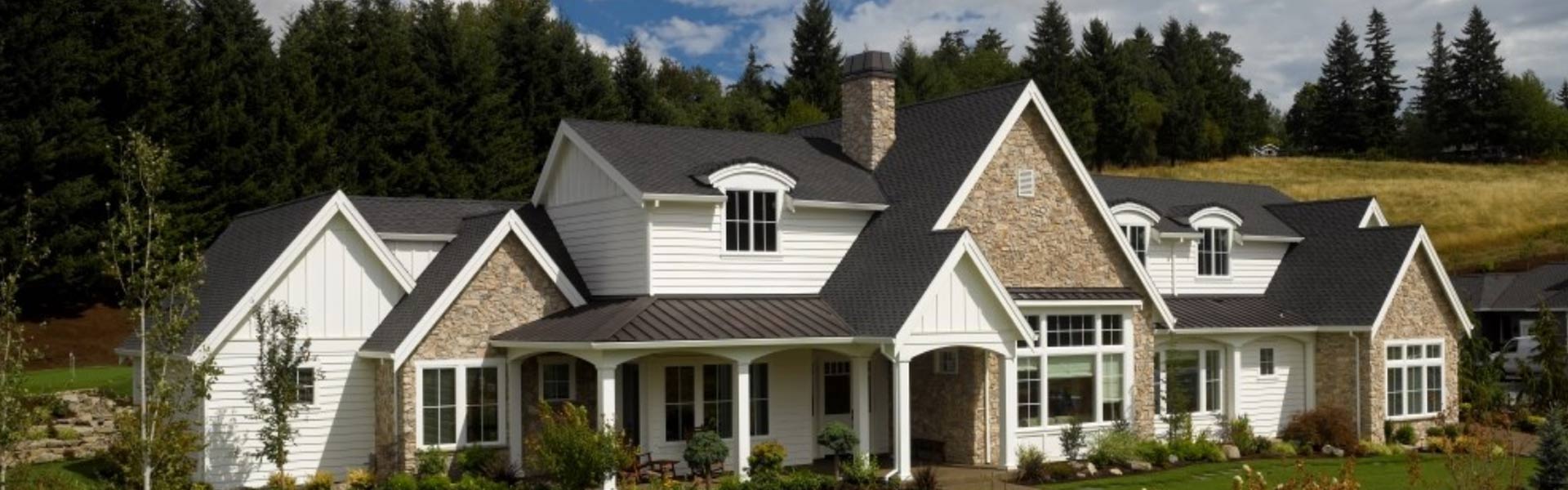 Home a black shingle roof